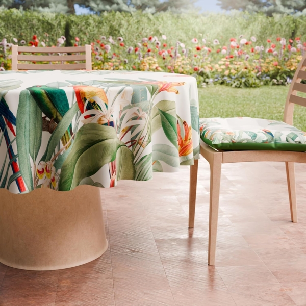 PETTI Artigiani Italiani - Fleckabweisende runde Tischdecke aus Mikrofaser (Durchmesser 200 cm), Küchentischabdeckung für runden Tisch, Motiv Papageien, 100% Made in Italy Bild 4