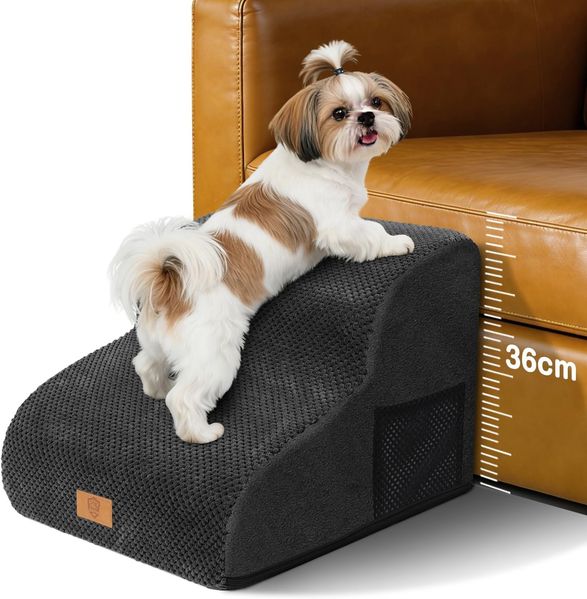 ZNM Hundetreppe für Kleine Hunde-Wasserdicht Hundetreppe 2 Stufen, rutschfeste Abnehmbar Waschbar Hunderampe-Katzentreppe aus hochdichtem Schaumstoff für Sofa Bett-Send 60 Rollen Fusselrollen