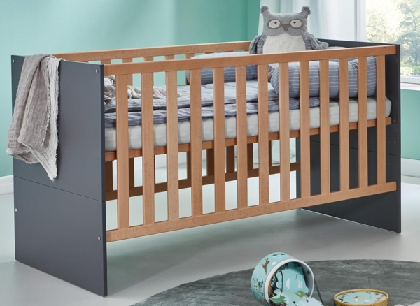 Kinderbett 70 x 140 cm inkl. Lattenrost »Alessio«, (B/H/T): 143/84/76 cm Anthrazit / Artisan Oak, Arthur Berndt