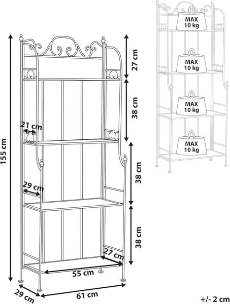 Regal ISERNIA Metall 61 cm 29 cm Schwarz Bild 3