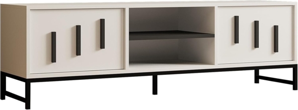 Hanah Home Modern White TV Stand, 160 cm, 100% Melamine Coated Particle Board, 18 mm Thick | Wall-Mountable, Multiple Shelves, Stylish & Functional Design Bild 4