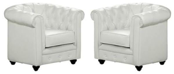 Vente-unique - CHESTERFIELD Sessel Kunstleder Weiß - B 78 cm x H 72 cm x L 82 cm