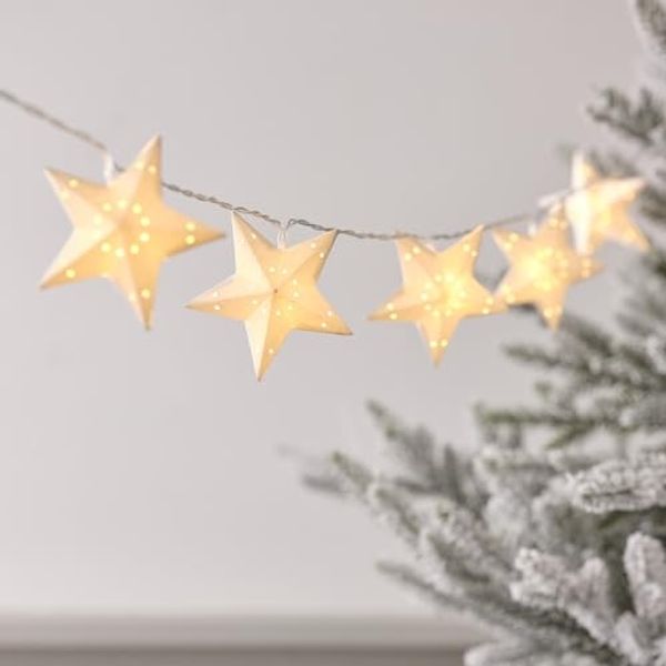 Lights4fun LED-Lichterkette 10er LED Lichterkette Papiersterne