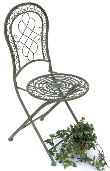 DanDiBo Gartenstuhl Metall Malega Patina 12185 Metallstuhl Stuhl Garten Vintage Eisen Nostalgie Eisenstuhl Antik