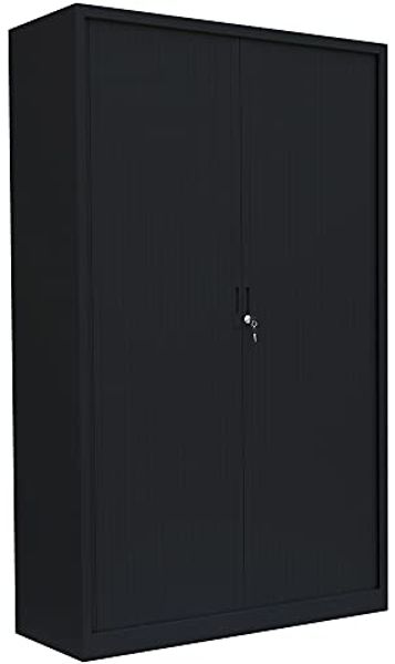 Querrollladenschrank "Gigant" Stahl Büro Aktenschrank Rolladenschrank (HxBxT) 1950 x 1200 x 460 mm Schwarz 555169