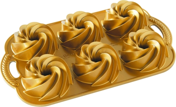 Nordic Ware | Heritage | Bundtlette-Kuchen | Aluminium | Gold | Mini-Gugehupfl-Design