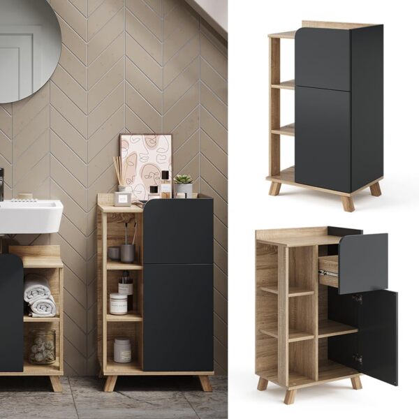 Unterschrank Karen Sonoma/Anthrazit 50 x 90 cm mit Tür und Schublade Vicco Bild 4