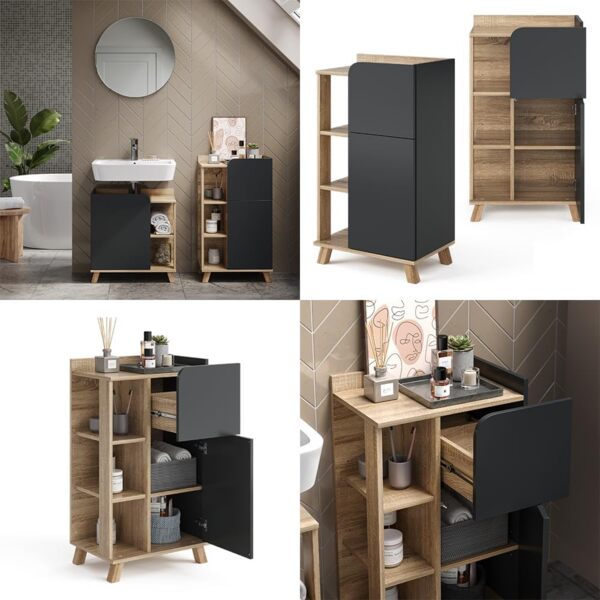 Unterschrank Karen Sonoma/Anthrazit 50 x 90 cm mit Tür und Schublade Vicco Bild 8