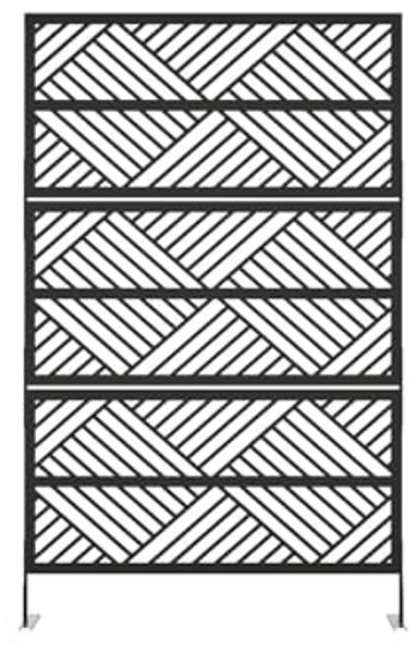 Vente-unique - Paravent für den Außenbereich - durchbrochenes geometrisches Design - Metall - 117 x 190 cm - Schwarz - MONDRILI