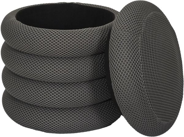 HOME DECO FACTORY, HD0428, Grauer Atom-Aufbewahrungspouf – Elegantes und praktisches Design, multifunktionaler zusätzlicher Sitz, Größe 37 x 42 x 37 cm, Farbe Dunkelgrau