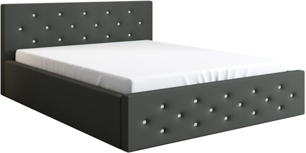 Polsterbett VALI 120x200 mit Matratze, Bettkasten und Lattenrost. Farbe: Graphit 15