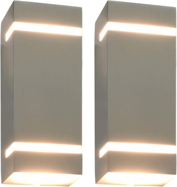 vidaXL Außenwandleuchten 2 Stk. 35 W Silbern Rechteckig 45651