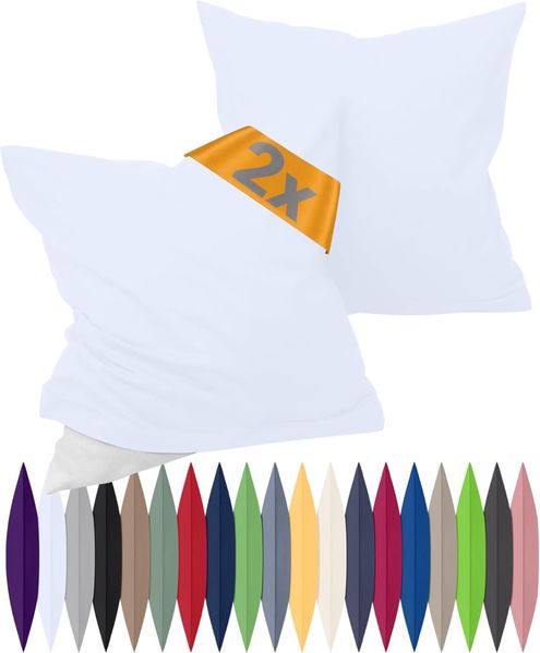 npluseins Renforcé-Kissenbezüge im Doppelpack - 100% Baumwolle - schlicht und edel 698. 898, 40x60 cm, weiß