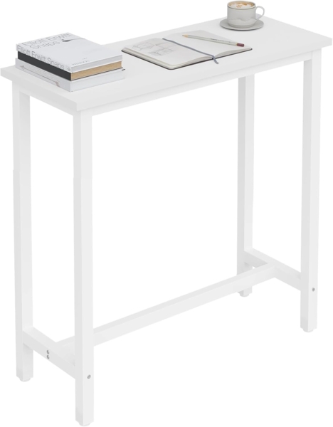 Bartisch aus Metall, Tischplatte aus MDF, 100 x 40 x 100 cm weiß