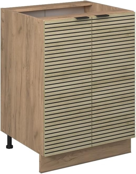 Küchenunterschrank Fame-Line Eiche Paneel 60 cm ohne Arbeitsplatte Vicco