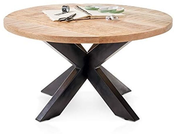 Moebel-Eins Couchtisch ALMARA Couchtisch, Mango massiv/Metall, schwarz, ALMARA Couchtisch, Mango massiv/Metall, schwarz