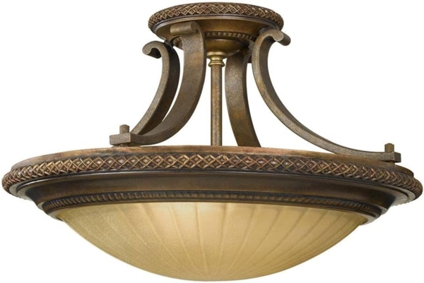 Deckenleuchte, Stahl Glas, Gold/Bronze, D 45,7 cm