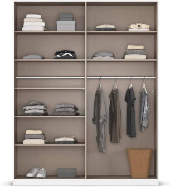 Rauch Möbel Alabama, Kleiderschrank, Garderobenschrank, 4-türig, Zubehör Classic, 2 Kleiderstangen, 7 Einlegeböden, Farbe Weiß/Eiche Artisan, Holz, Griff Grau metallic, 181 x 229 x 54 cm Bild 6