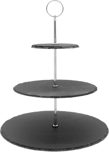 Spetebo Etagere Servier Etagere mit 3 Ablagen aus Schiefer, Schiefer, (Stück, 1-tlg, Servierständer), Servier Käse Wurst Tapas Platte mehrstöckig