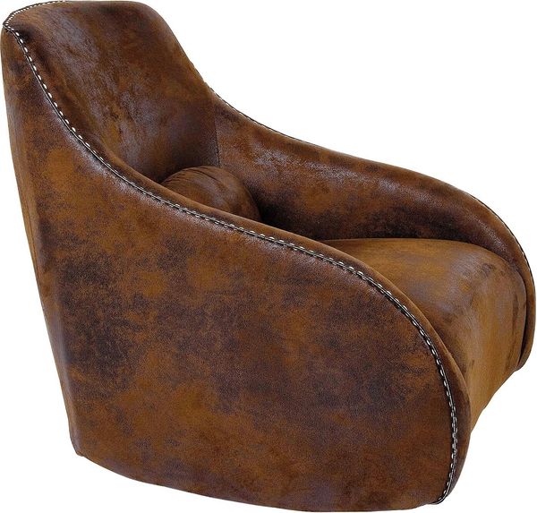 Kare Design Sessel Swing Ritmo Braun, Schaukelsessel aus pflegeleichtem Polyester Stoff, Schaukelstuhl im Vintage Style, gemütlicher Loungesessel mit Kippfunktion, (H/B/T) 83 x 76 x 74 cm