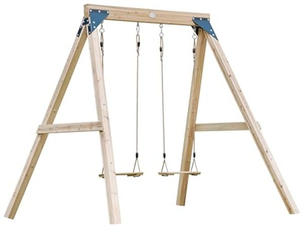 AXI Yuna Doppelschaukel in Braunaus FSC Holz Schaukel mit Gestell für 3 Kinder | Braun | Holz | 224 cm