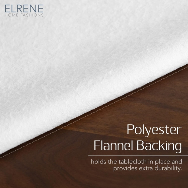 Elrene Home Fashions Monterey Linen Inspired Wasser- und Fleckenabweisende Vinyl-Tischdecke mit Flanellrückseite, 152,4x213,4 cm, oval, Taupe Bild 3