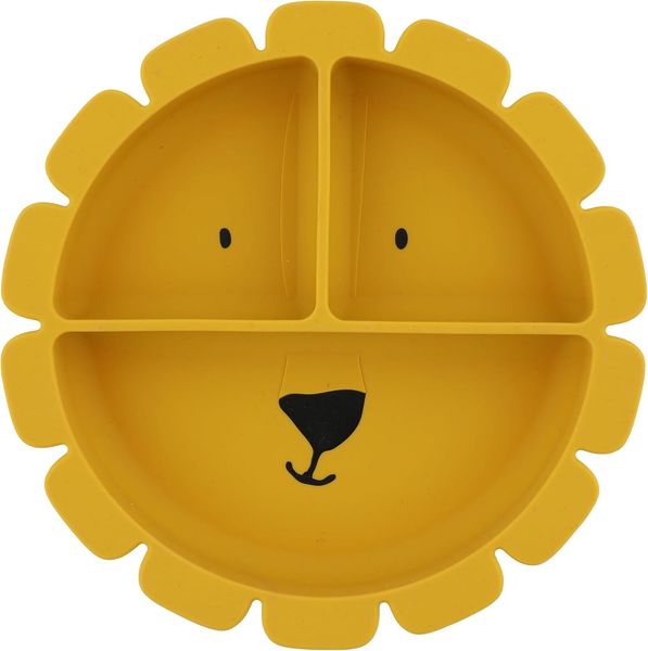 Trixie Silikonunterteilter Saugnapfteller - Mr. Lion - Baby- & Kleinkindteller mit starkem Saugfuß - rutschfest, mikrowellen- & spülmaschinenfest - perfekt für Baby-LED Entwöhnung & Portionskontrolle