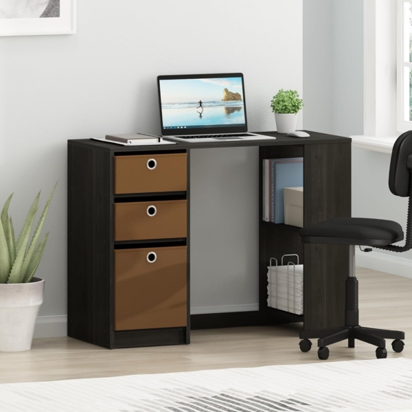 Furinno JAYA Moderner Computerschreibtisch, Schreibtisch, PC-Tisch, Espresso, 100. 1 (B) x 74. 4 (H) x 39. 9 (T) cm Bild 2