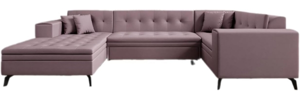 Designer Sofa Neola mit Schlaffunktion Stoff Rosé Links