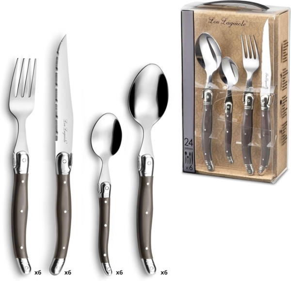 Lou Laguiole TRADITION Besteckset 24-teilig pfeffer hochglanzpoliert