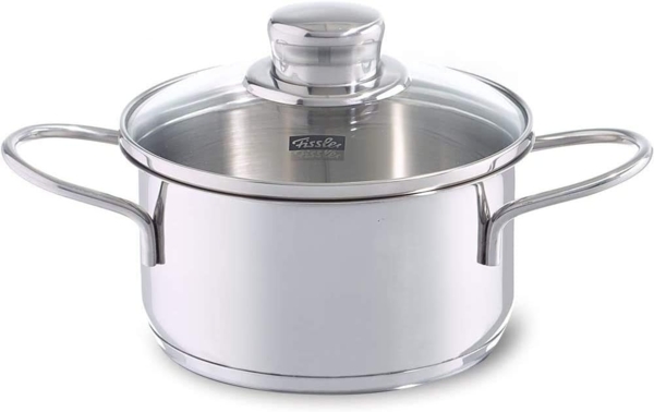 Fissler Kochtopf Häppchen, Edelstahl 18/10 (2-tlg), Induktions-geeignet, inklusive Glasdeckel