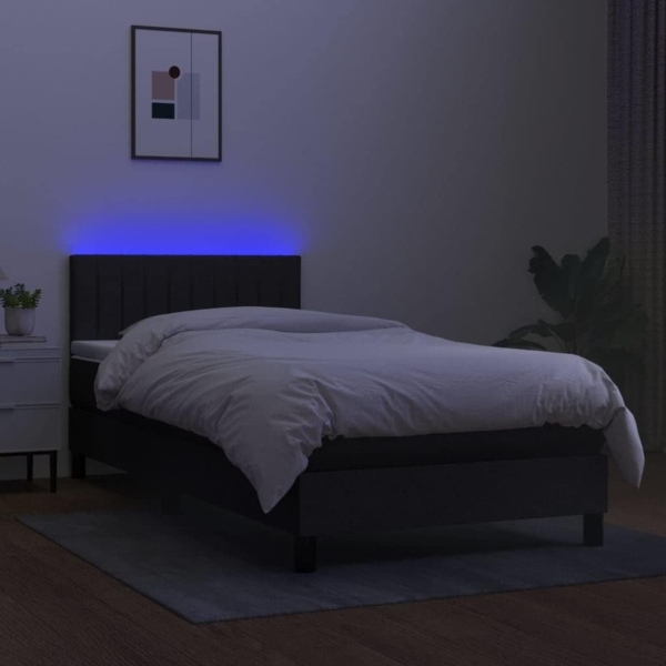 vidaXL Boxspringbett mit Matratze & LED Schwarz 90x200 cm Stoff 3133287 Bild 4