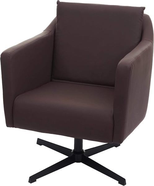 Lounge-Sessel HWC-H93b, Sessel Cocktailsessel Relaxsessel mit Fußkreuz, drehbar Kunstleder braun