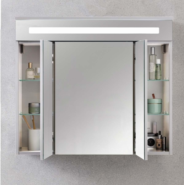 Fackelmann KARA Badmöbel Set 3-teilig, 80 cm, Weiß, Gussmarmor, 1 Schublade Bild 4