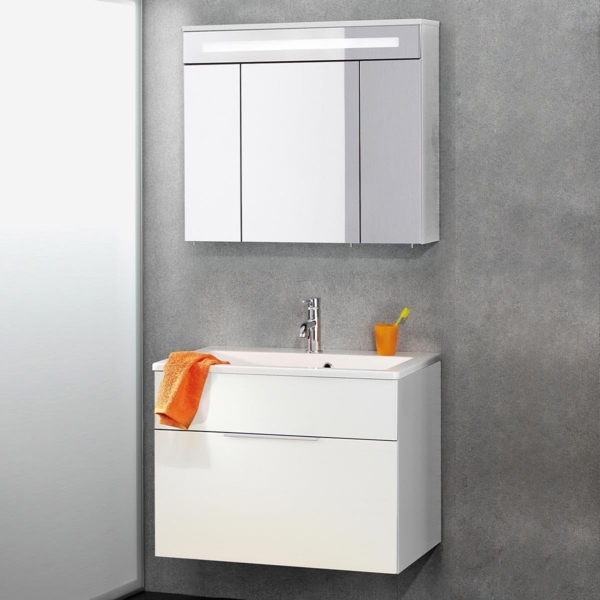 Fackelmann KARA Badmöbel Set 3-teilig, 80 cm, Weiß, Gussmarmor, 1 Schublade Bild 3