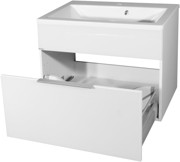 Fackelmann KARA Badmöbel Set 3-teilig, 80 cm, Weiß, Gussmarmor, 1 Schublade Bild 2