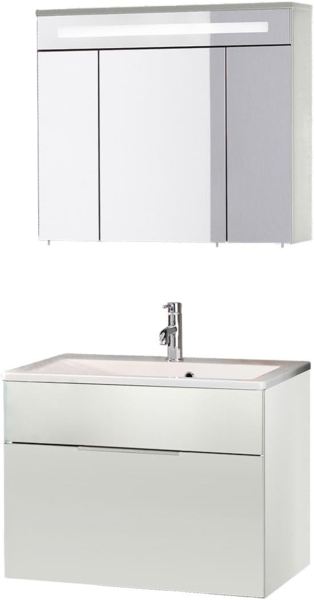 Fackelmann KARA Badmöbel Set 3-teilig, 80 cm, Weiß, Gussmarmor, 1 Schublade Bild 1