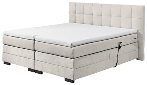 Boxspringbett >TALENA< Liegefläche 180x200cm, Motorverstellung, sand - 202x113x211cm (BxHxT)