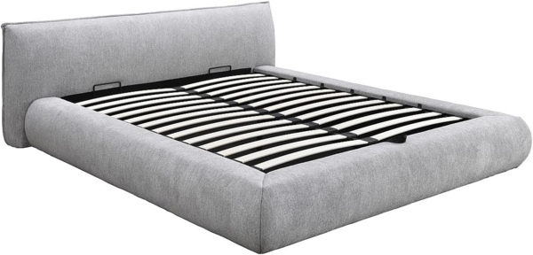 Vente-unique - Bettkasten 160 x 200 cm - Stoff - Hellgrau - MIRSIO