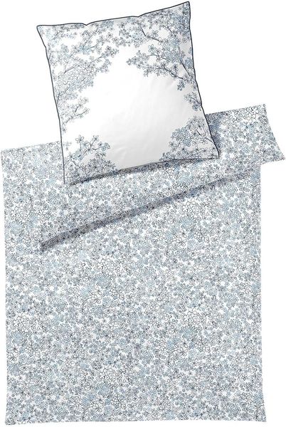 elegante Mako-Satin Bettwäsche Belle indigo|155x220 cm + 80x80 cm