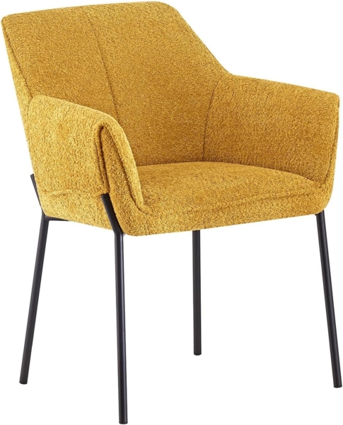 B&D home Esszimmerstuhl JENNY | Polsterstuhl Armlehnenstuhl Loungesessel für Küche, Esszimmer, Wohnzimmer, Büro | industrial | Gelb