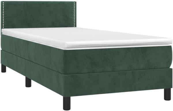 vidaXL Boxspringbett mit Matratze Dunkelgrün 90x190 cm Samt 3141218