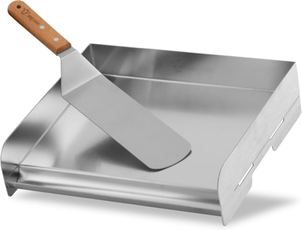 BBQ-Toro Grillpfanne Edelstahl Grillplatte 32 x 28 cm, BBQ Plancha, Grillblech mit Spachtel, Edelstahl (2-tlg)