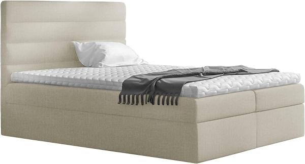 99rooms Adelasia Boxspringbett Strukturstoff INARI Beige 160 x 200 cm