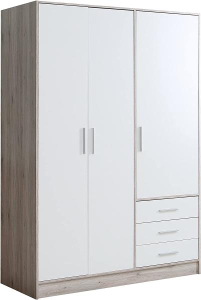 Forte 'Jupiter' Kleiderschrank, Sandeiche/weiß, 3-türig, 145x200 cm