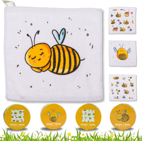 Bada Bing Handtuch Set Magisches Bienen Handtuch Zauberhandtuch Biene, Baumwolle (Honigbiene, 12-St), Komprimiert