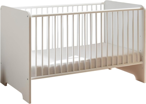 Babybett >Spice< in Weiß / Weiß Hochglanz - 78x87x143 (BxHxT)