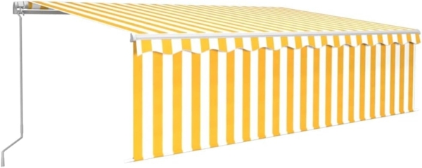 vidaXL Markise Manuell Einziehbar mit Rollo & LED 5x3 m Gelb & Weiß 3069343
