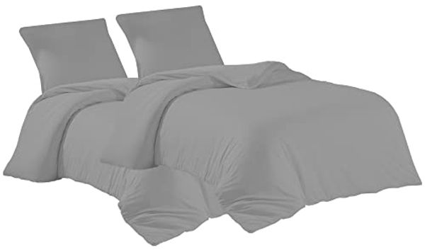 livessa Bettwäsche 135x200 4teilig Baumwolle - Bettwäsche mit Reißverschluss: 2er Set Bettbezug 135x200 cm + 2 Kissenbezug 80x80 cm, Oeko-Tex Zertifiziert, aus%100 Baumwolle Jersey (140 g/qm)