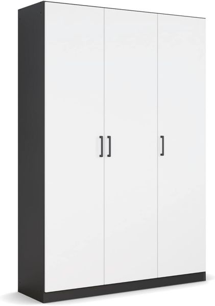 Rauch Möbel Allrounder Schrank Drehtürenschrank Kleiderschrank Weiss/Grau, 3-türig, inkl. 8 Einlegeböden, BxHxT 136 x 39 x 41 cm
